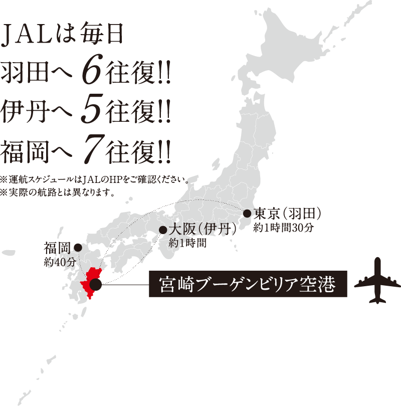 JALは毎日羽田へ6往復!!伊丹へ5往復!!福岡へ7往復!!